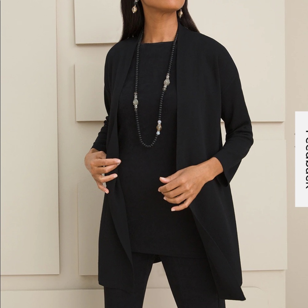 Chicos size 1 black travelers cardigan. Never worn